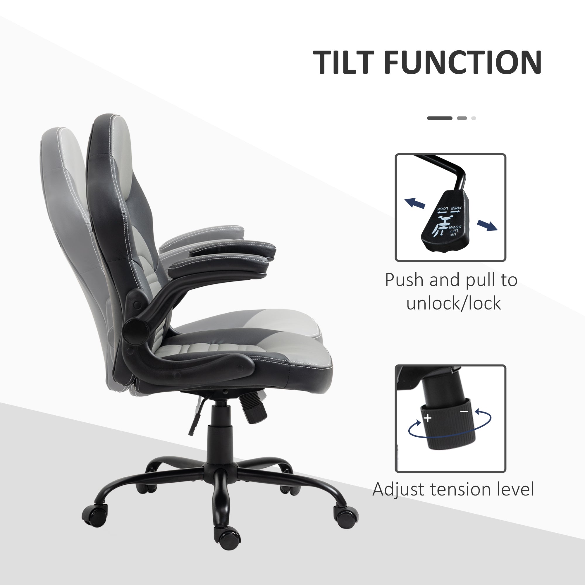 PU Leather Gaming Chair with Flip-up Armrests