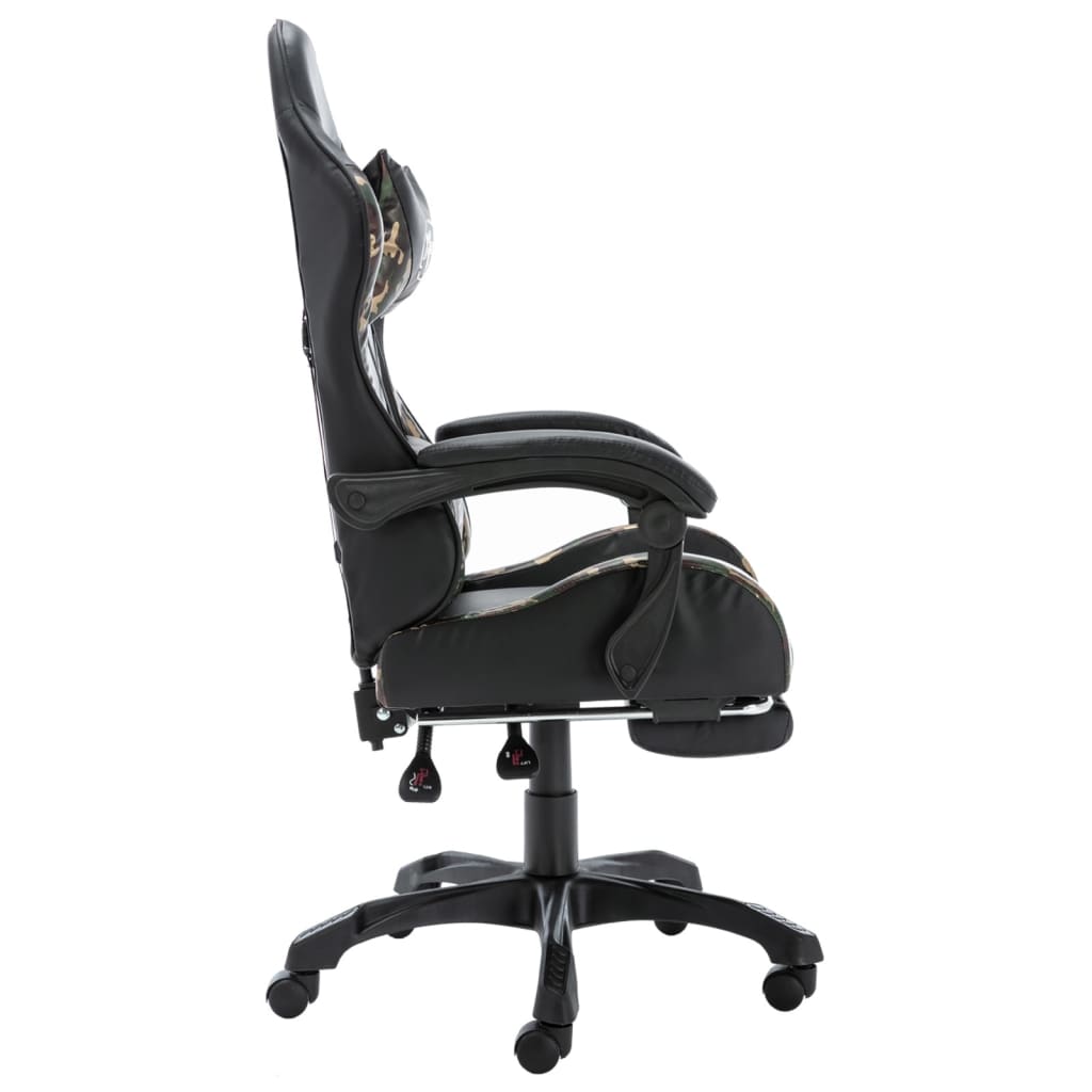 Gaming Chair with Footrest and Camouflage Pattern Faux Leather