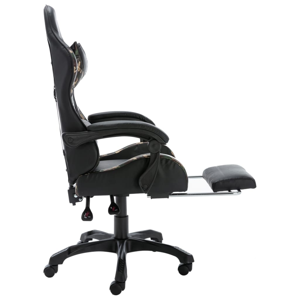 Gaming Chair with Footrest and Camouflage Pattern Faux Leather