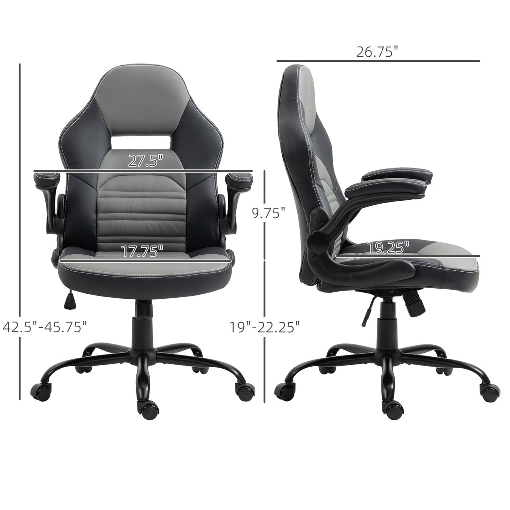 PU Leather Gaming Chair with Flip-up Armrests