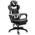 Vinsetto Computer Gaming Chair, Racing Desk Chair With Lumbar Support And Footrest, PU Leather Gamer Chair With Headrest And Swivel Wheels For Home, White