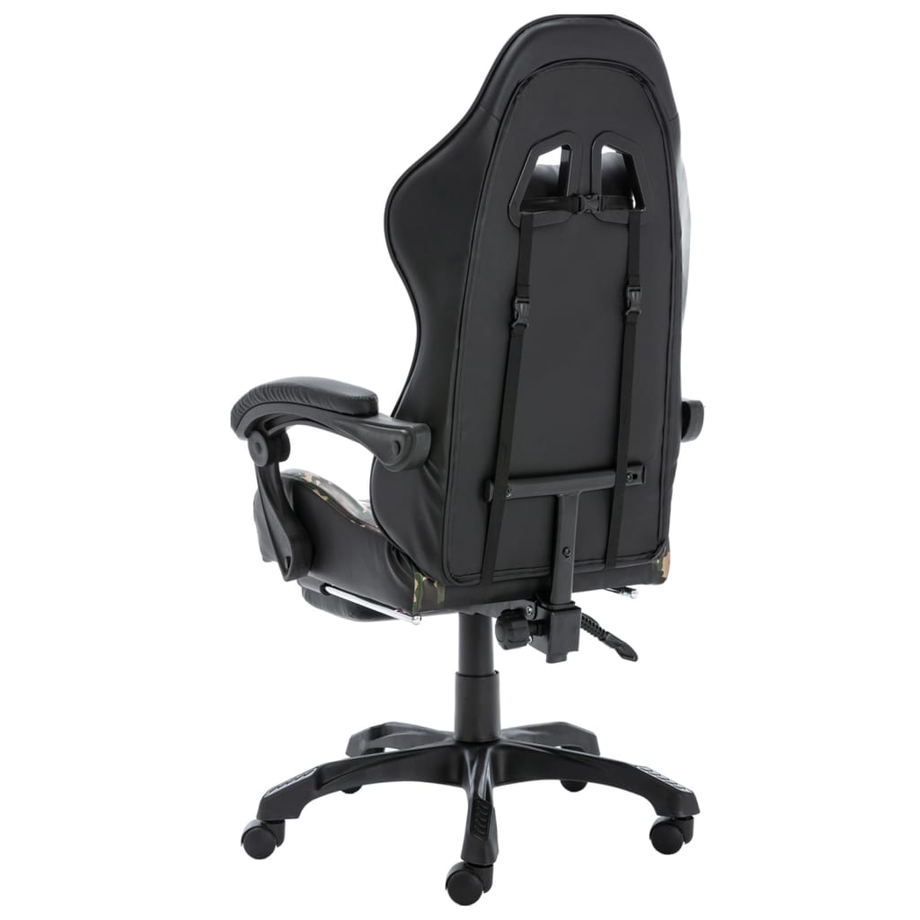 Gaming Chair with Footrest and Camouflage Pattern Faux Leather