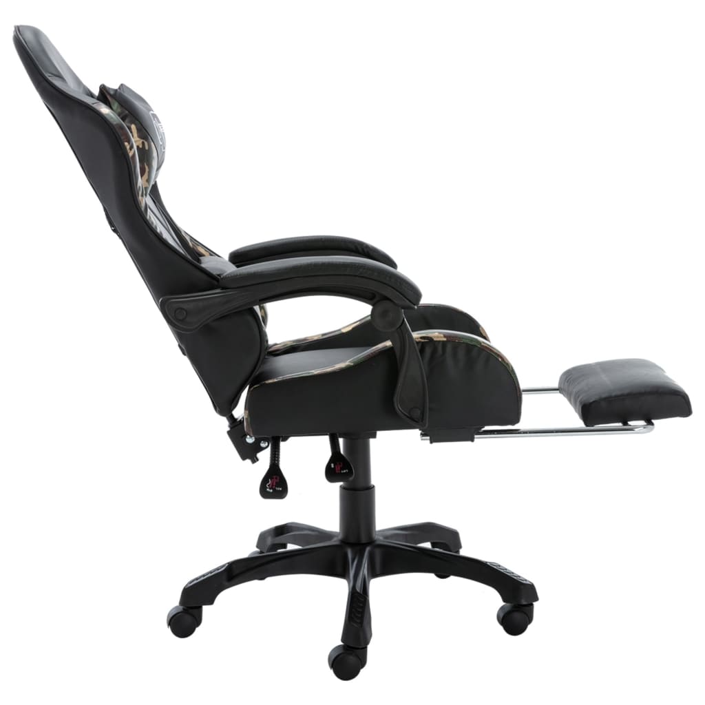 Gaming Chair with Footrest and Camouflage Pattern Faux Leather